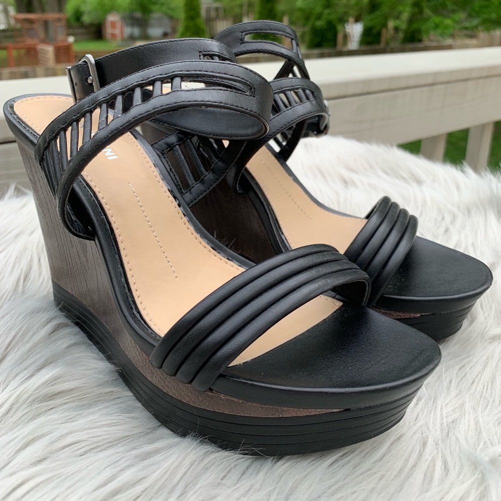 Black Wedge Ankle wrap Sandal